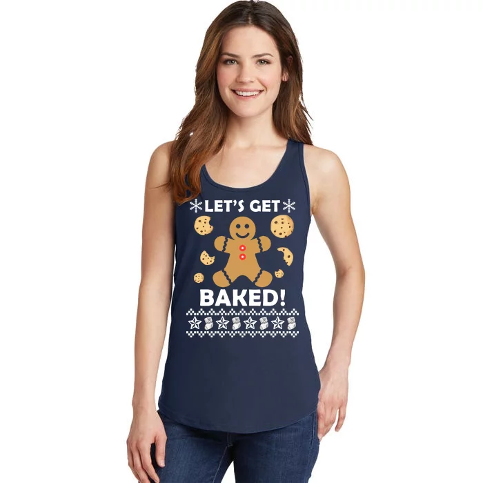 Let's Get Baked Gingerbread Cookie Ugly Christmas Ladies Essential Tank