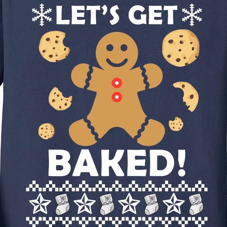 Let's Get Baked Gingerbread Cookie Ugly Christmas Kids Long Sleeve Shirt