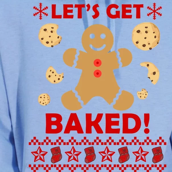 Let's Get Baked Gingerbread Cookie Ugly Christmas Unisex Surf Hoodie