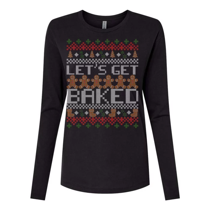 Lets Get Baked Ugly Christmas Sweater Womens Cotton Relaxed Long Sleeve T-Shirt