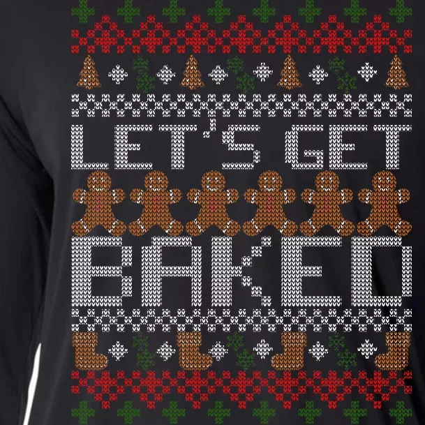 Lets Get Baked Ugly Christmas Sweater Cooling Performance Long Sleeve Crew