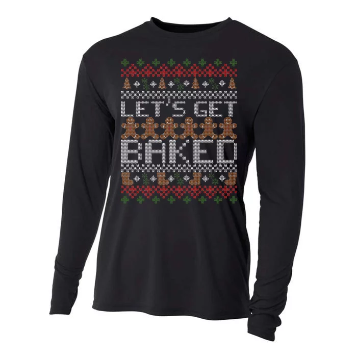 Lets Get Baked Ugly Christmas Sweater Cooling Performance Long Sleeve Crew