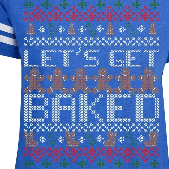 Lets Get Baked Ugly Christmas Sweater Enza Ladies Jersey Football T-Shirt