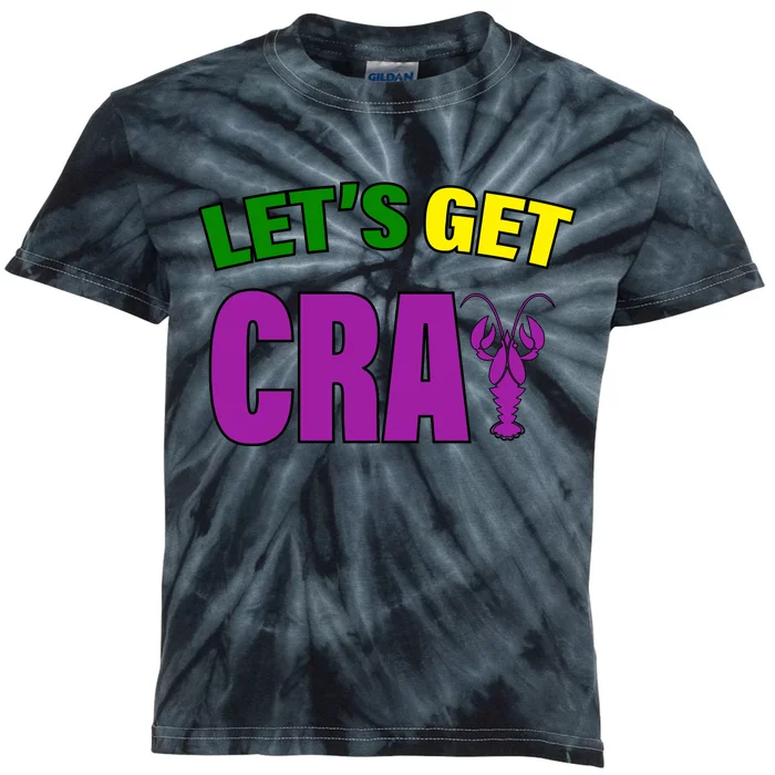 Lets Get Cray Mardi Gras Party Kids Tie-Dye T-Shirt