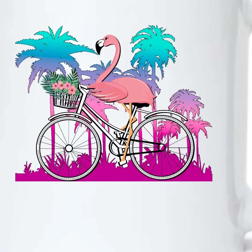 Let's Get Flocked Up Flamingo Riding A Bike Black Color Changing Mug