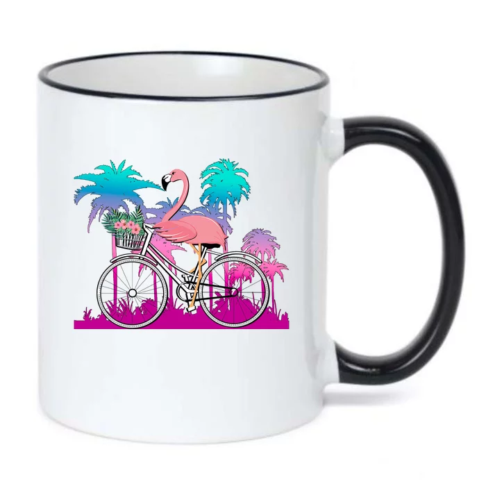 Let's Get Flocked Up Flamingo Riding A Bike Black Color Changing Mug