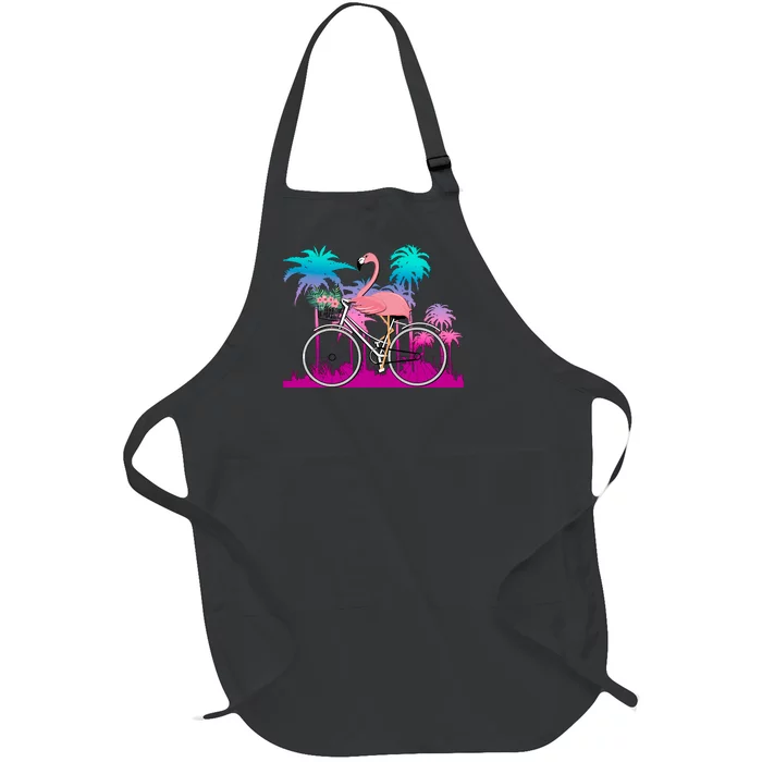 Let's Get Flocked Up Flamingo Riding A Bike Full-Length Apron With Pocket