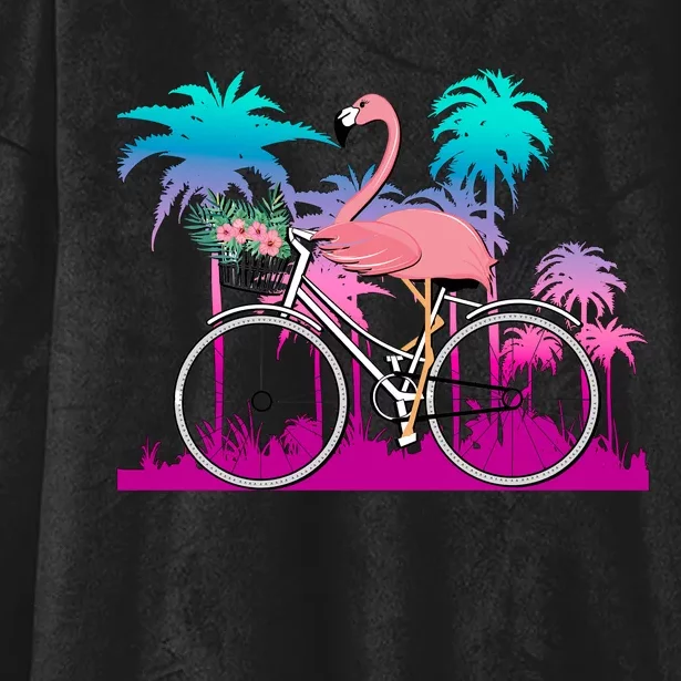 Let's Get Flocked Up Flamingo Riding A Bike Hooded Wearable Blanket