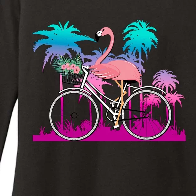 Let's Get Flocked Up Flamingo Riding A Bike Womens CVC Long Sleeve Shirt