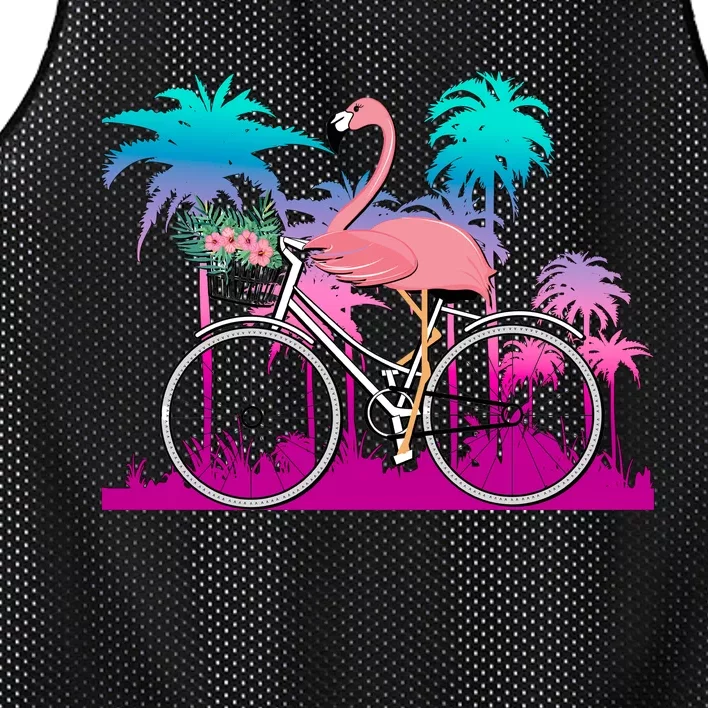 Let's Get Flocked Up Flamingo Riding A Bike Mesh Reversible Basketball Jersey Tank