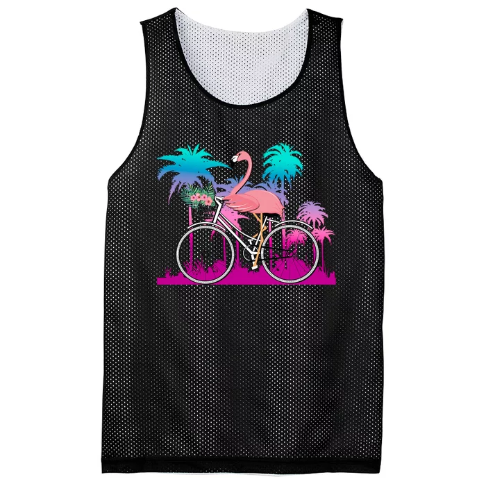 Let's Get Flocked Up Flamingo Riding A Bike Mesh Reversible Basketball Jersey Tank