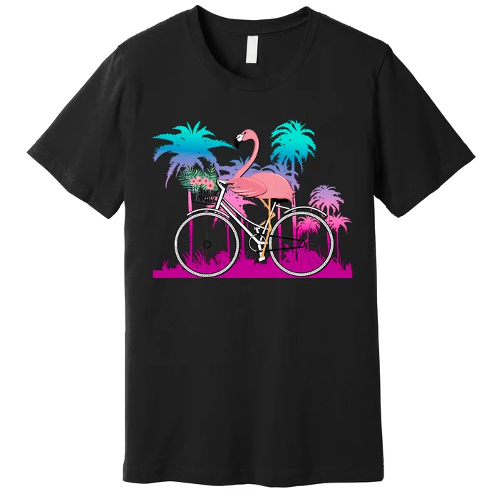 Let's Get Flocked Up Flamingo Riding A Bike Premium T-Shirt