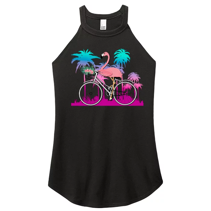 Let's Get Flocked Up Flamingo Riding A Bike Women’s Perfect Tri Rocker Tank