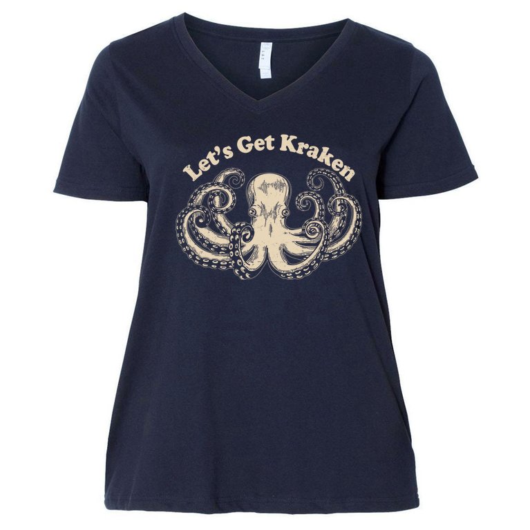 Let's Get Kraken Women's V-Neck Plus Size T-Shirt