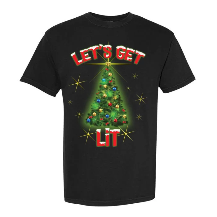 Let's Get Lit Christmas Tree Garment-Dyed Heavyweight T-Shirt