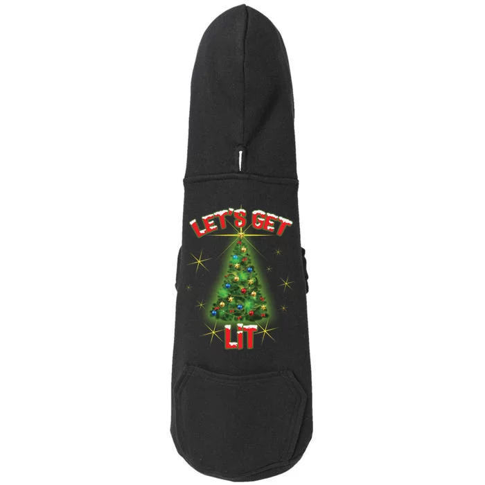 Let's Get Lit Christmas Tree Doggie 3-End Fleece Hoodie