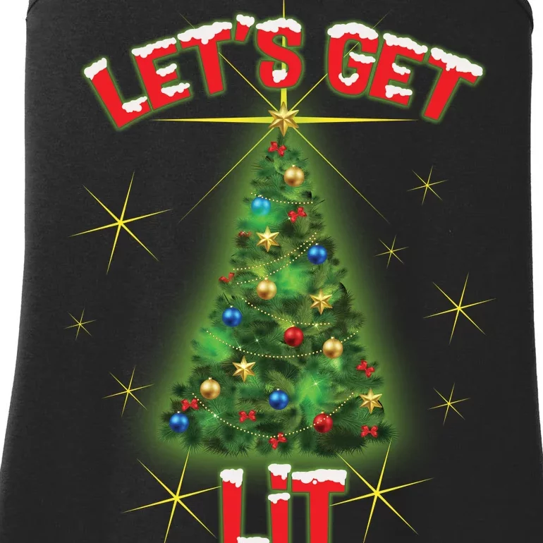 Let's Get Lit Christmas Tree Ladies Essential Tank