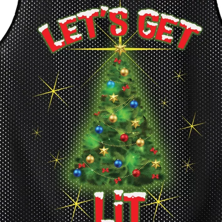 Let's Get Lit Christmas Tree Mesh Reversible Basketball Jersey Tank