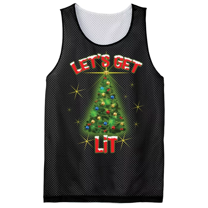 Let's Get Lit Christmas Tree Mesh Reversible Basketball Jersey Tank