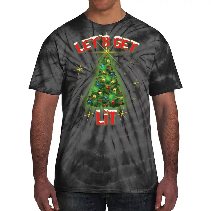 Let's Get Lit Christmas Tree Tie-Dye T-Shirt