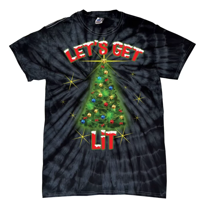 Let's Get Lit Christmas Tree Tie-Dye T-Shirt