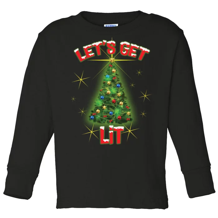 Let's Get Lit Christmas Tree Toddler Long Sleeve Shirt