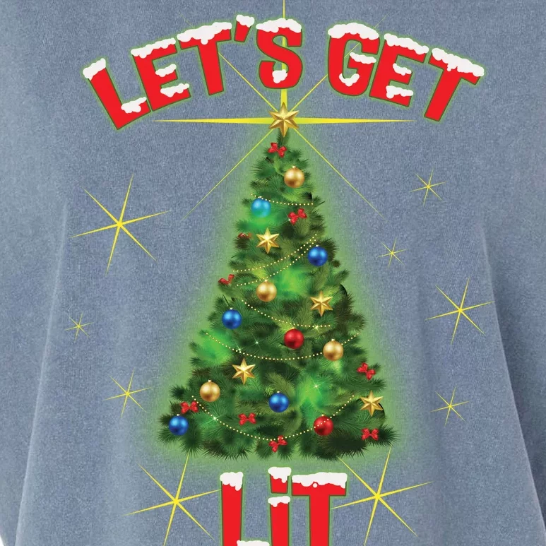 Let's Get Lit Christmas Tree Garment-Dyed Women's Muscle Tee