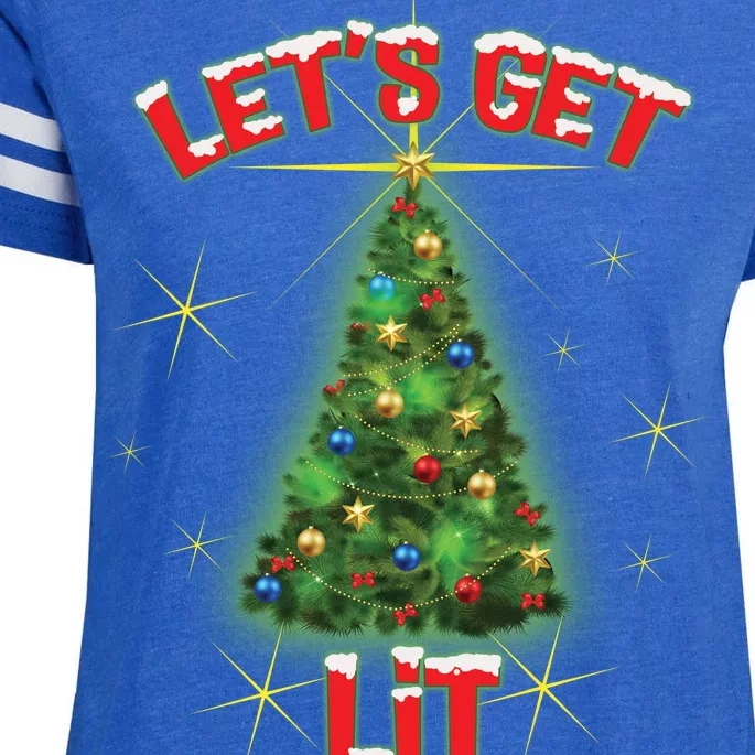 Let's Get Lit Christmas Tree Enza Ladies Jersey Football T-Shirt