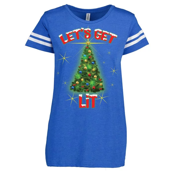 Let's Get Lit Christmas Tree Enza Ladies Jersey Football T-Shirt