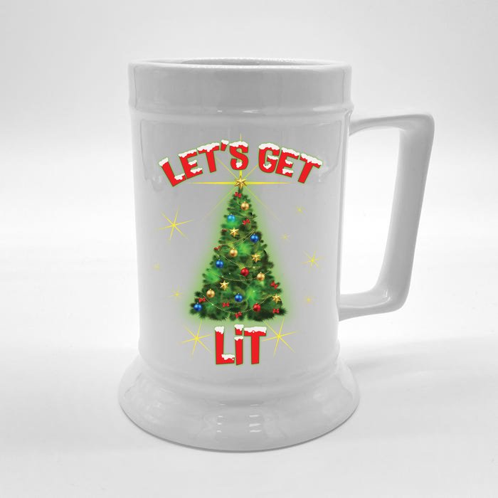 Let's Get Lit Christmas Tree Front & Back Beer Stein