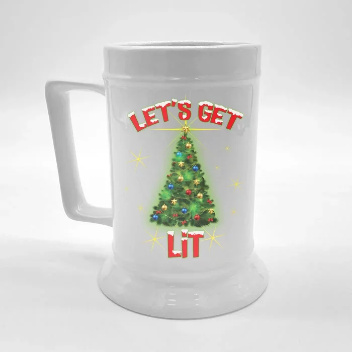 Let's Get Lit Christmas Tree Front & Back Beer Stein