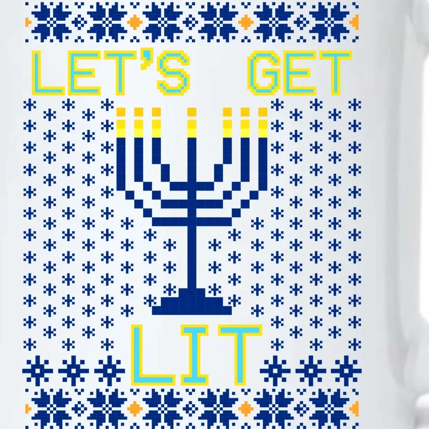 Let's Get Lit Funny Hanukkah Ugly Black Color Changing Mug