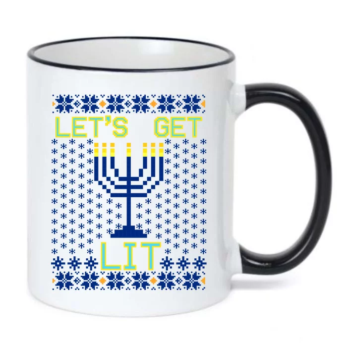 Let's Get Lit Funny Hanukkah Ugly Black Color Changing Mug