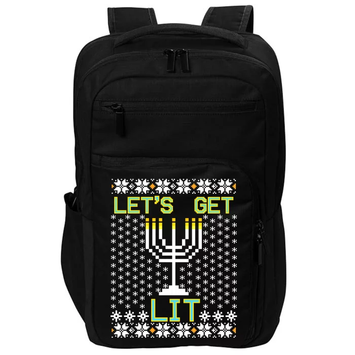 Let's Get Lit Funny Hanukkah Ugly Impact Tech Backpack