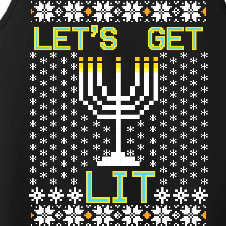 Let's Get Lit Funny Hanukkah Ugly Performance Tank