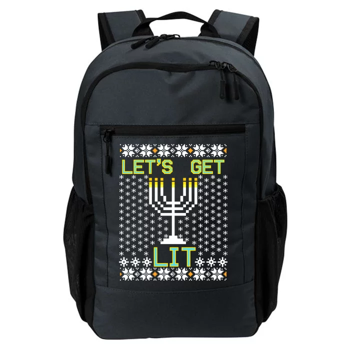 Let's Get Lit Funny Hanukkah Ugly Daily Commute Backpack