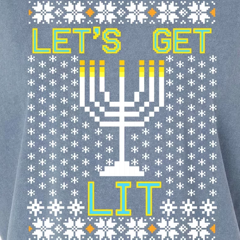 Let's Get Lit Funny Hanukkah Ugly Garment-Dyed Women's Muscle Tee