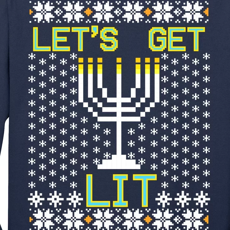 Let's Get Lit Funny Hanukkah Ugly Long Sleeve Shirt