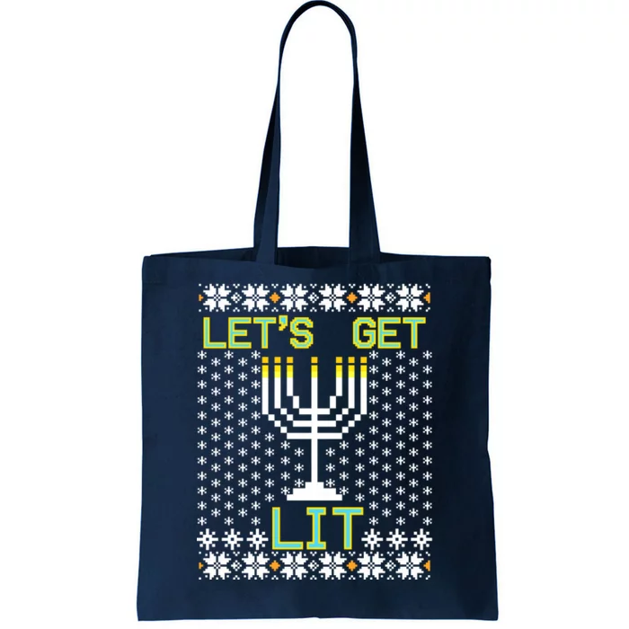 Let's Get Lit Funny Hanukkah Ugly Tote Bag