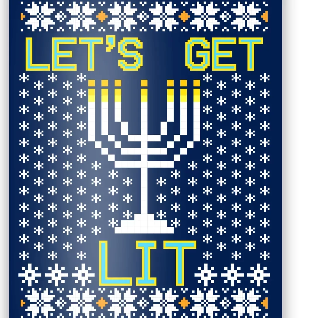 Let's Get Lit Funny Hanukkah Ugly Poster