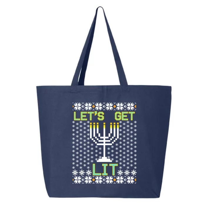 Let's Get Lit Funny Hanukkah Ugly 25L Jumbo Tote