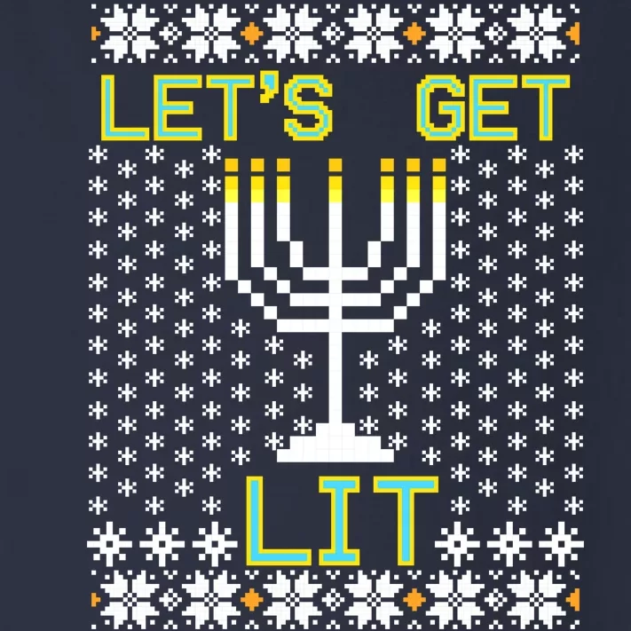 Let's Get Lit Funny Hanukkah Ugly Toddler Long Sleeve Shirt