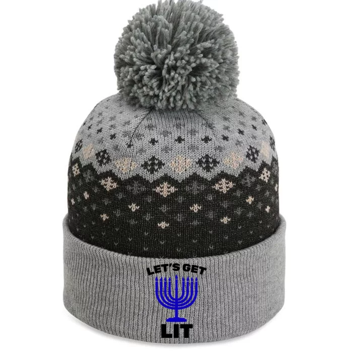 Let's Get Lit Hanukkah The Baniff Cuffed Pom Beanie