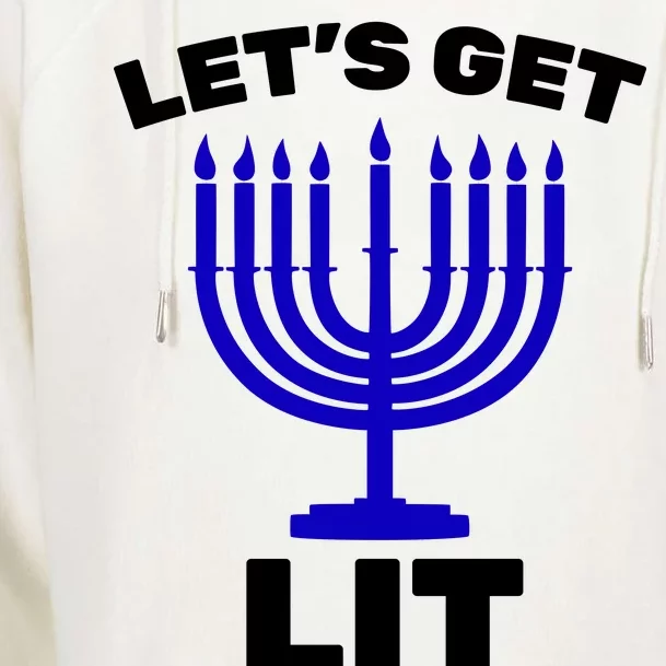 Let's Get Lit Hanukkah Womens Funnel Neck Pullover Hood