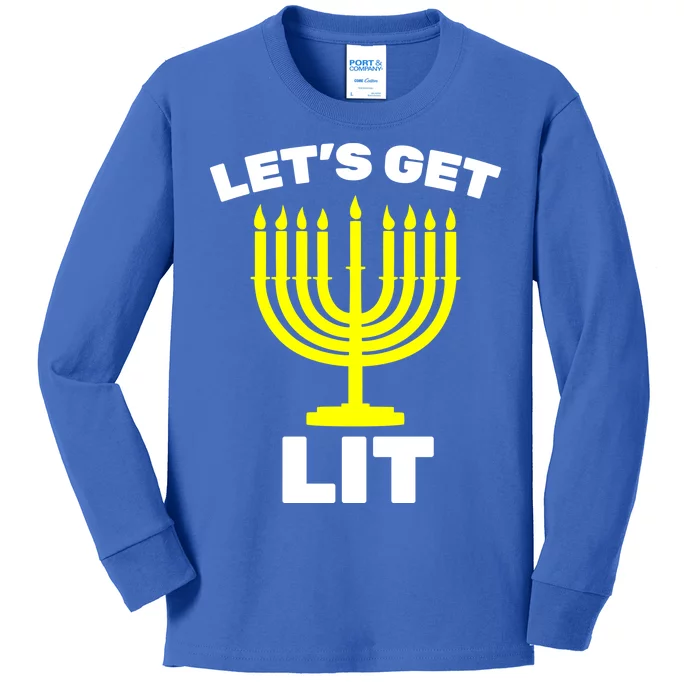 Let's Get Lit Hanukkah Kids Long Sleeve Shirt