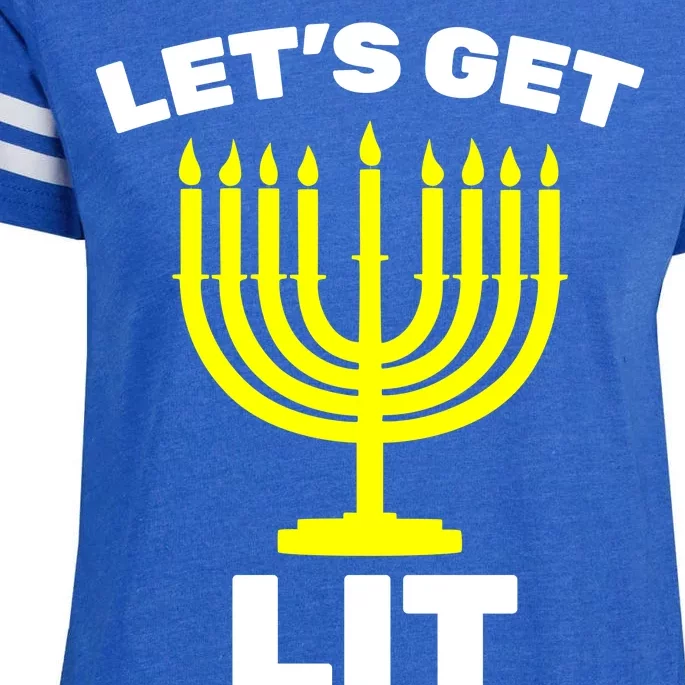 Let's Get Lit Hanukkah Enza Ladies Jersey Football T-Shirt