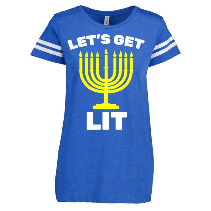 Let's Get Lit Hanukkah Enza Ladies Jersey Football T-Shirt