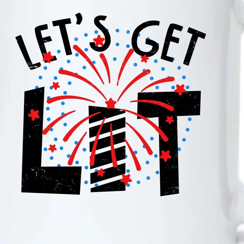 Let's Get Lit Memorial Day 4th of July Fireworks Black Color Changing Mug