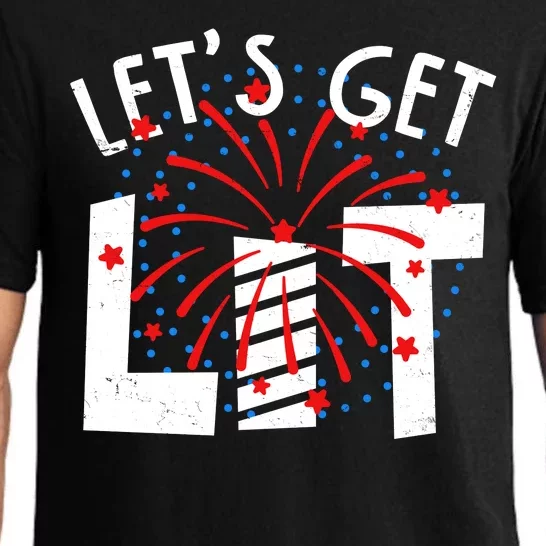 Let's Get Lit Memorial Day 4th of July Fireworks Pajama Set