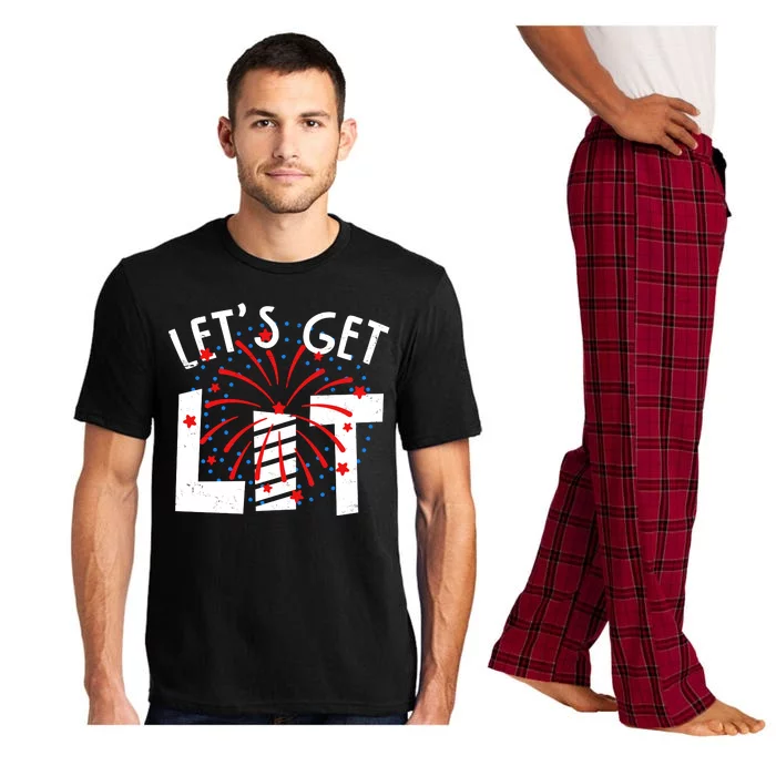 Let's Get Lit Memorial Day 4th of July Fireworks Pajama Set